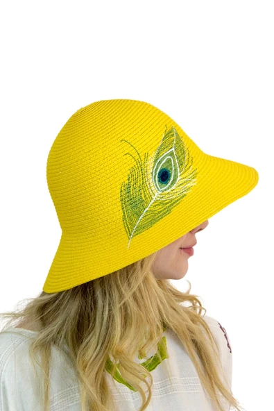 Tüy Desenli Kadın Şapka 1902 - Resim 6