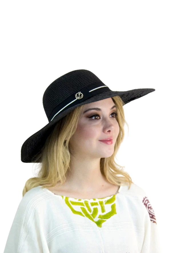 Şeritli Geniş Kenarlı Kadın Şapka 1928 ürün görseli 1