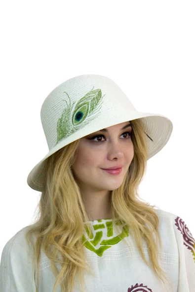 Tüy Desenli Kadın Şapka 1902 - Resim 11