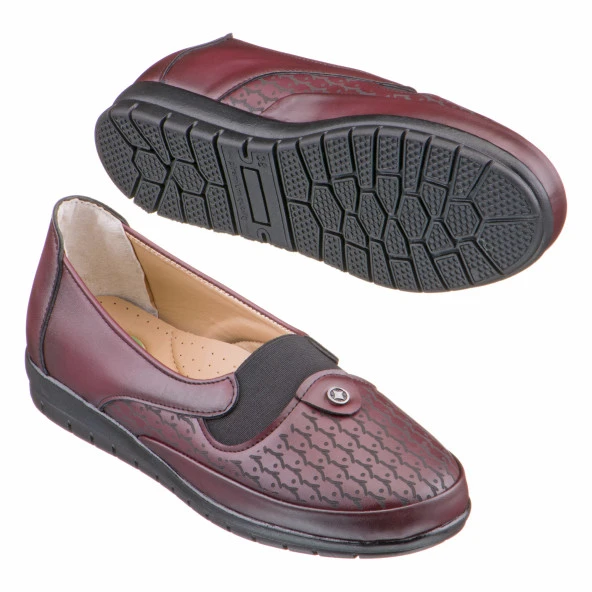 Bordo Siyah Lazer İşlemeli Kadın Ayakkabı - 2