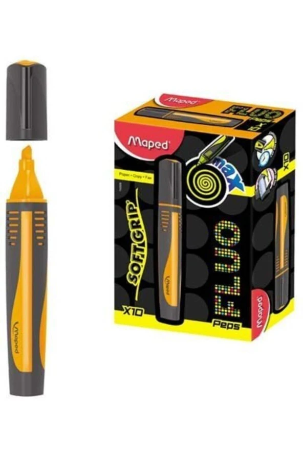 Maped Fosforlu Kalem Max Fluo Peps Mini Turuncu Fosforlu İşaret Kalemi (10 Lu Paket)