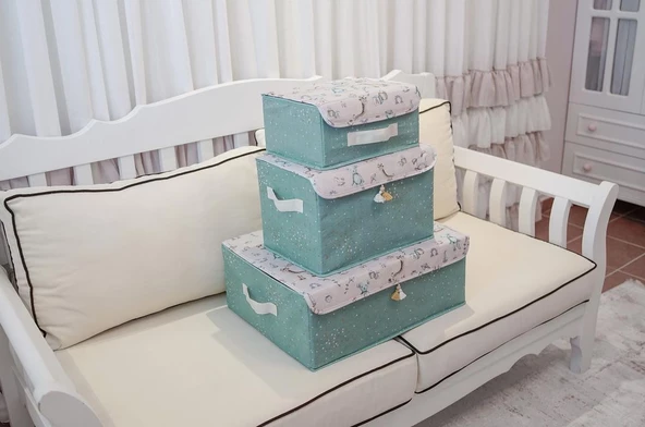 Baby Çok Amaçlı Kapaklı Düzenleyici Kutu Organizer (Mini, Mavi) - Resim 3