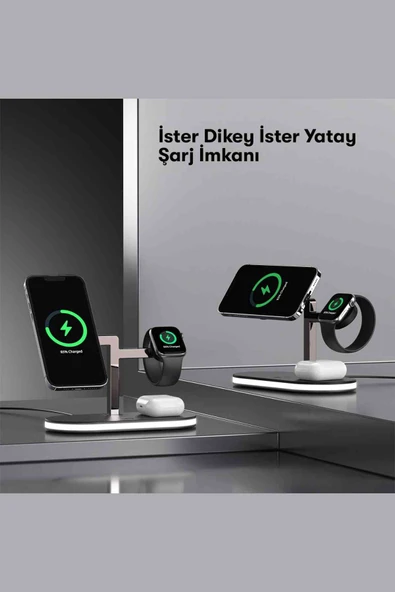 Fuchsia YM-UD23 5in1 Kablosuz Şarj Standı Ledli Wireless Charger - 10