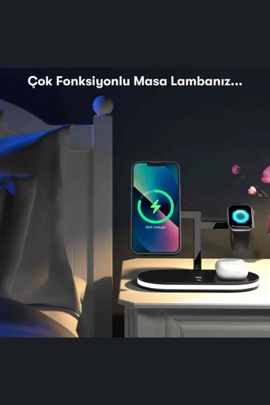 Fuchsia YM-UD23 5in1 Kablosuz Şarj Standı Ledli Wireless Charger - 6