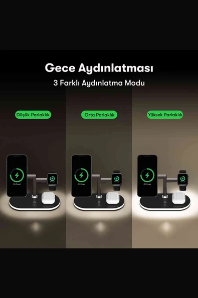 Fuchsia YM-UD23 5in1 Kablosuz Şarj Standı Ledli Wireless Charger - 11
