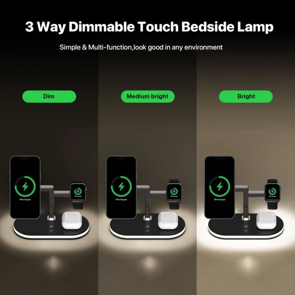 Fuchsia YM-UD23 5in1 Kablosuz Şarj Standı Ledli Wireless Charger - 3
