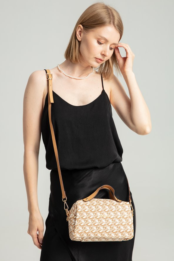 Elatae Ccs London Kadın Omuz Askılı Çapraz Baget Çanta Bej 10074 - 3