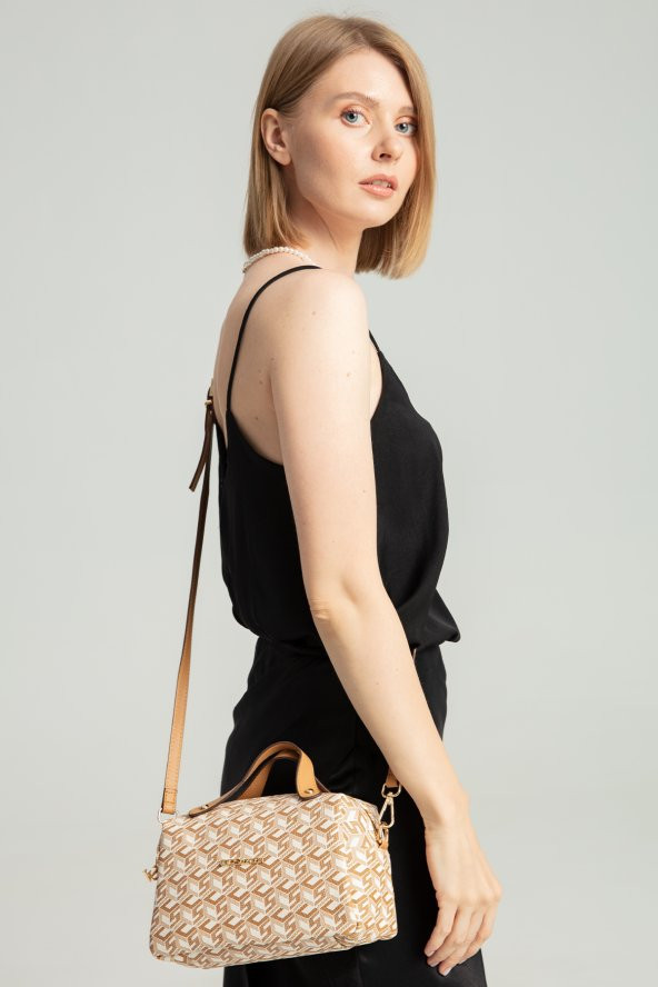 Elatae Ccs London Kadın Omuz Askılı Çapraz Baget Çanta Bej 10074 - 4