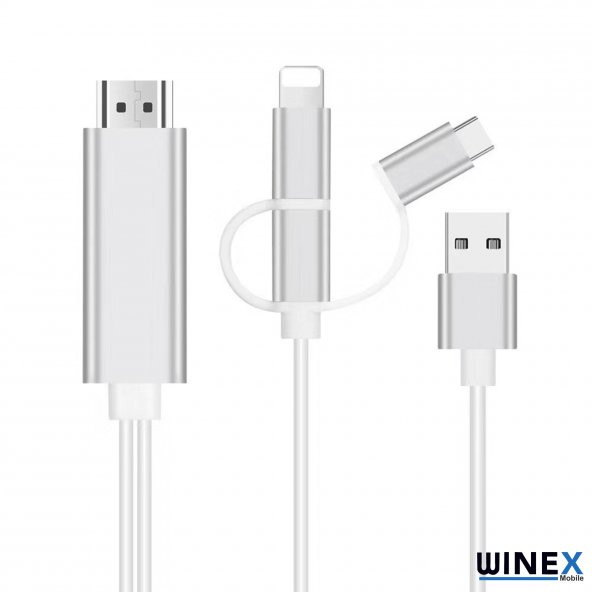 Winex 3in1 Arsky Micro, Type-C, Lightning to 4K Hdmi Hdtv Dönüştürücü - 2