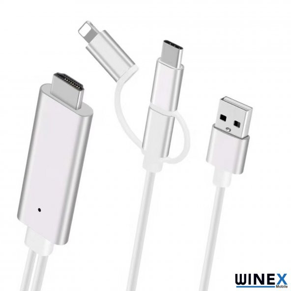 Winex 3in1 Arsky Micro, Type-C, Lightning to 4K Hdmi Hdtv Dönüştürücü - 3