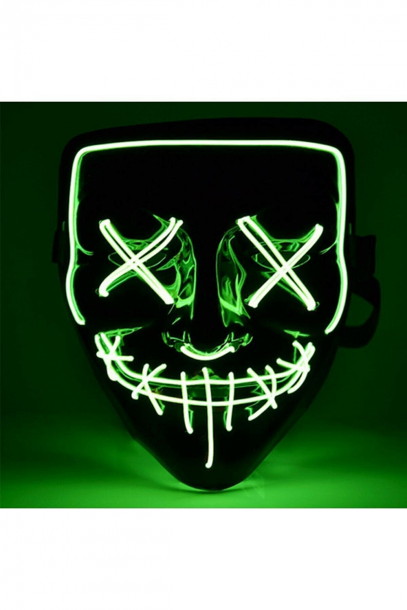 Led Işıklı Neon Maske 3 Modlu Parti Eğlence Maskesi Yeşil