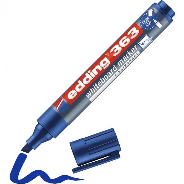Edding Silinebilir KESİK UÇLU Beyaz Tahta Kalemi Edding 363 MAVİ Edding Flipchart Kalemi Edding Sunum Kalemi