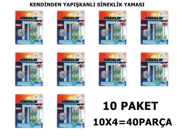 Sineklik Tamir Bantı Sineklik Yaması Kendinden Yapışkanlı 10x10cm 4Adet 10 Paket - Resim 2