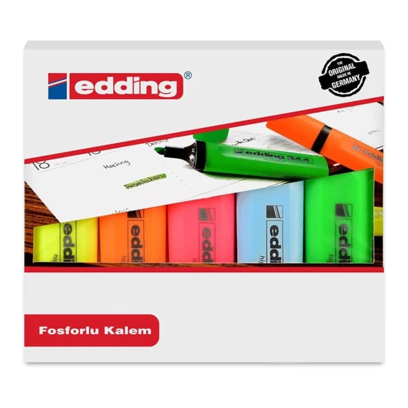 Edding 344 Highlighter Fosforlu İşaretleme Kalemi 5 RENK SET