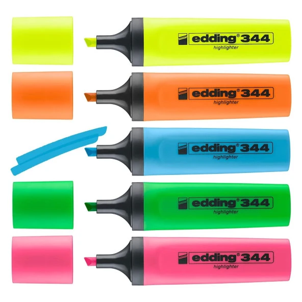Edding 344 Highlighter Fosforlu İşaretleme Kalemi 5 RENK SET - Resim 2
