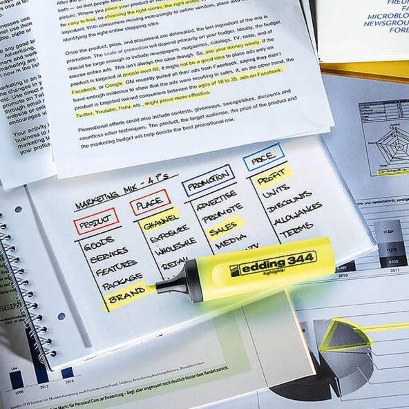 Edding 344 Highlighter Fosforlu İşaretleme Kalemi 5 RENK SET - Resim 3