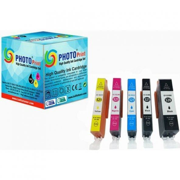 CANON Pixma MP990 PGI-520XL / Clı -521XL 5 Renk Muadil Kartuş Seti 500 Sayfa