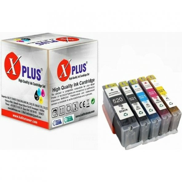 Xplus Canon Pixma MP980 PGI-520XL / Clı -521XL 5 Renk Muadil Kartuş Seti 500 Sayfa