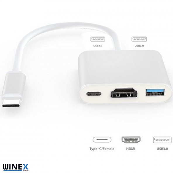Winex 5in1 Type-C Hub Port HDMI 3xUSB 3.0 Adaptör - 2
