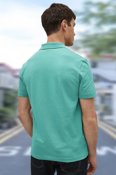 Erkek Mint Regular Fit Cepsiz Pamuklu Polo Yaka Düz Tişört - 2