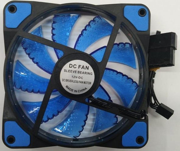 120x120x25 mm 12 Volt 3 Pin Mavi Ledli Fan