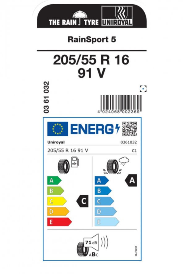 205/55r16 91v Rainsport 5 2025 Üretim - 2