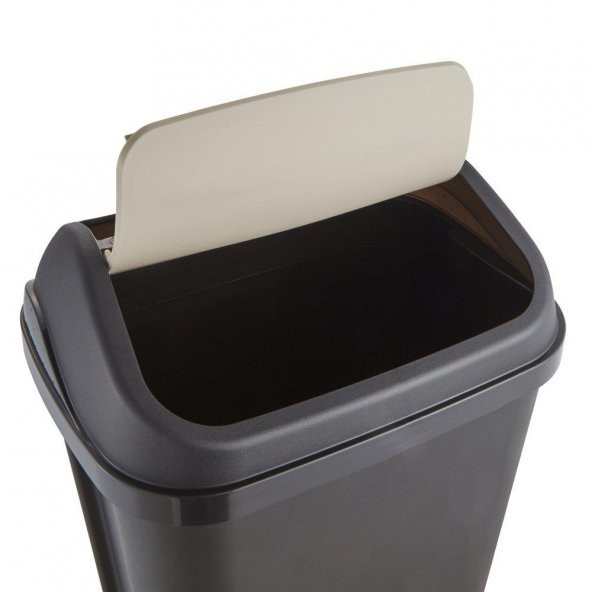 Polytime Sallanır Kapak Ofis Banyo Mutfak Bahçe Çöp Kutusu Kovası / 35 Litre / Gri / 57x38x30 Cm. - 2