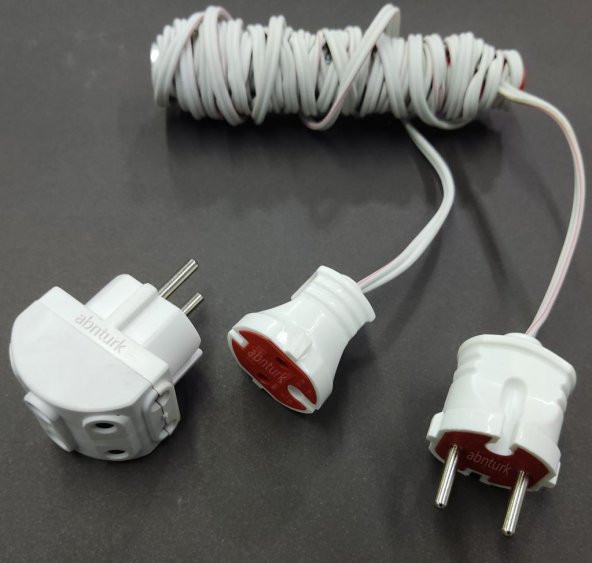 5 Metre 2x0.75 Kablolu üçlü 6 lı Priz Seyyar Uzatma Kablosu Telefon Şarjı Led Tv Uydu Cihazı için - 2