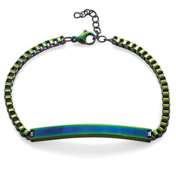 Nipora Çelik Zincirli Ice Blue Renk Kişiye Özel İsim Yazılı Kadın Bileklik - 2