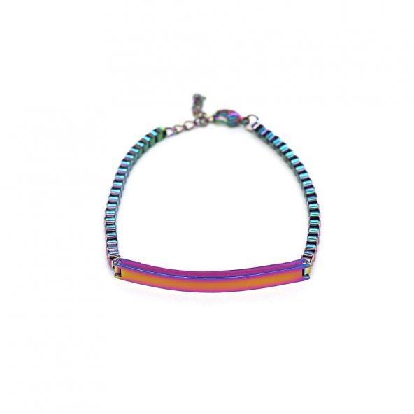 Nipora Çelik Zincirli Ice Blue Renk Kişiye Özel İsim Yazılı Kadın Bileklik - 5