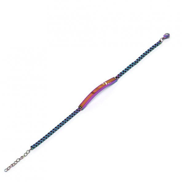 Nipora Çelik Zincirli Ice Blue Renk Kişiye Özel İsim Yazılı Kadın Bileklik - 6