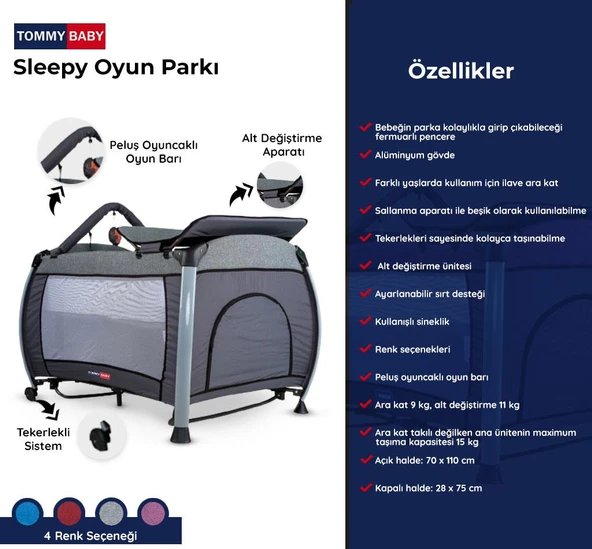 TommyBaby Sleepy Oyun Parkı Park Yatak Beşik 70x110