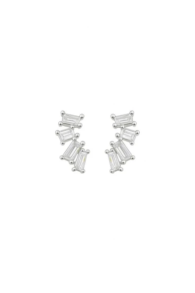 925 Ayar Gümüş Salyangoz Baget Zirkon Taşlı Minimal Kıkırdak Küpe Piercing - 1