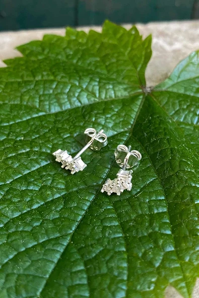 925 Ayar Gümüş Salyangoz Baget Zirkon Taşlı Minimal Kıkırdak Küpe Piercing - 5