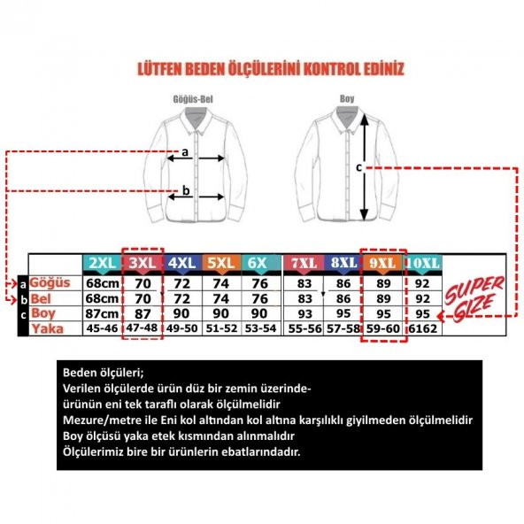 Pamuklu Büyük BATTAL BOY Beden Oduncu Gömlek & 2XL-10XL - 4