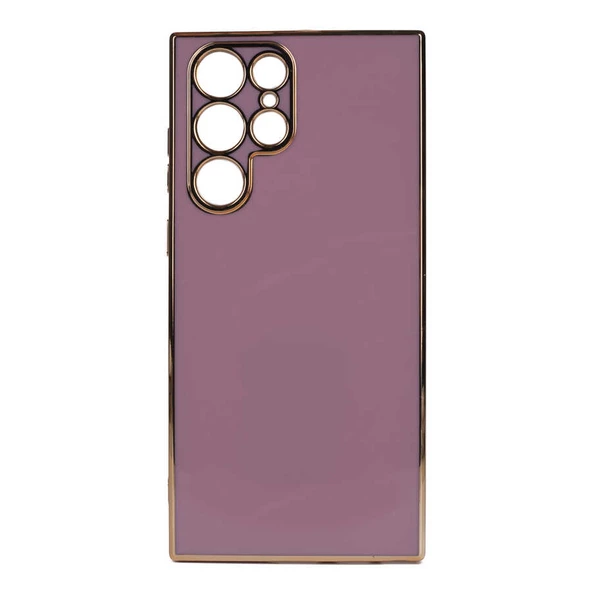 Gpack Samsung Galaxy S22 Ultra Kılıf Bark Parlak Silikon Renkli Kenarları Rose - 6
