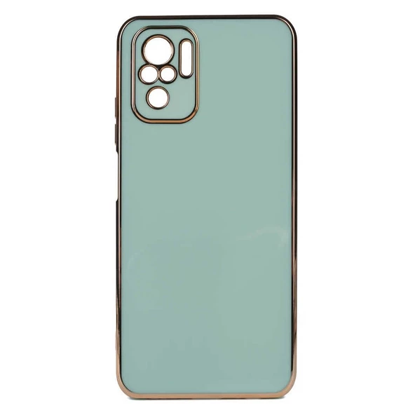 Gpack Xiaomi Redmi Note 10 Kılıf Bark Parlak Silikon Renkli Kenarları Rose