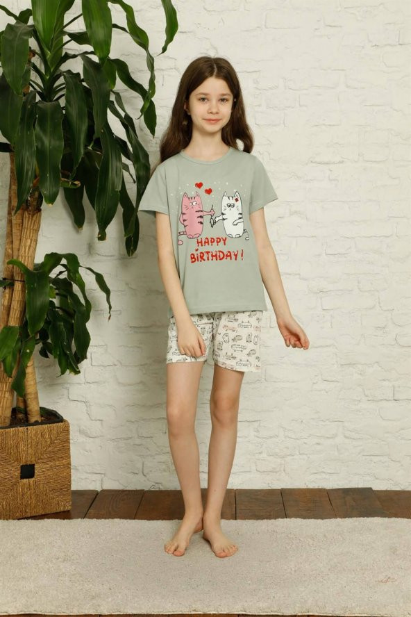 Moda Twins Çocuk Pamuk Şortlu Pijama Takımı 4629 - 2