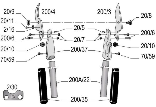Felco 200A-40 Dal Budama Makası 40cm Alüminyum Çift El - 2