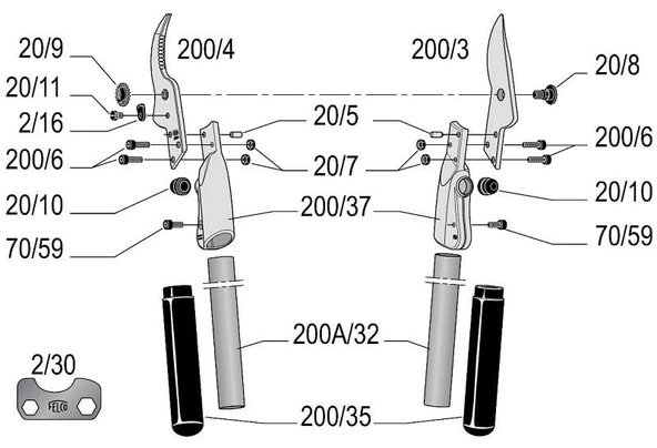 Felco 200A-50 Dal Budama Makası 50cm Alüminyum Çift El - 2