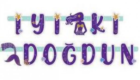 İYİKİ DOĞDUN DENİZ KIZI PIRILTILI 1 ADET ürün görseli