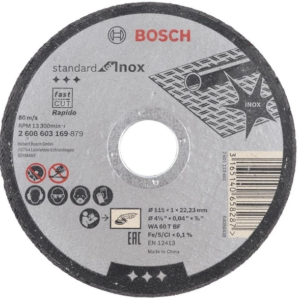 Bosch Kesme Diski Inox 115x1mm Metal