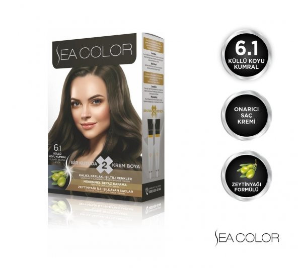 Sea Color 2li Krem Saç Boyası  6.1 Küllü Koyu Kumral