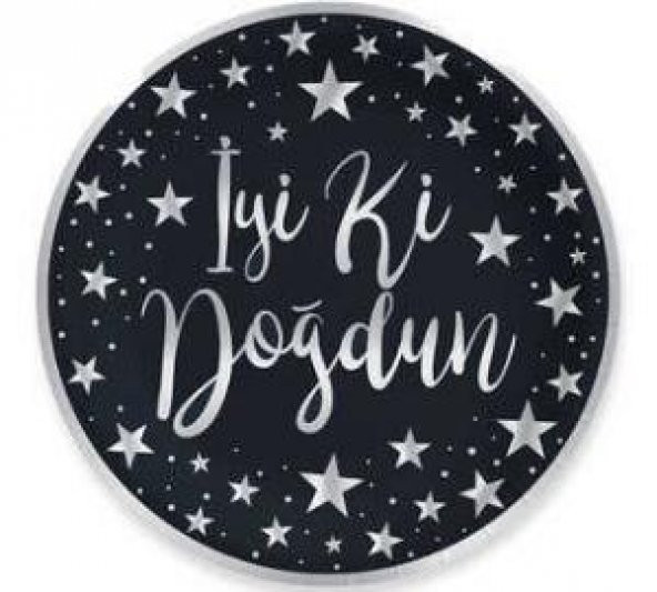 TABAK İYİKİ DOĞDUN VARAKLI GÜMÜŞ SİYAH 6 ADET