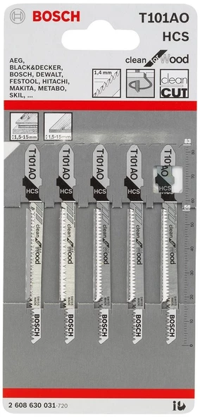 Bosch T101AO Dekupaj Testere Bıçak Ahşap 5 Parça