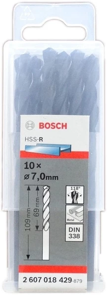 Bosch HSS-R Metal Matkap Uç 7x69x109mm 10 Parça
