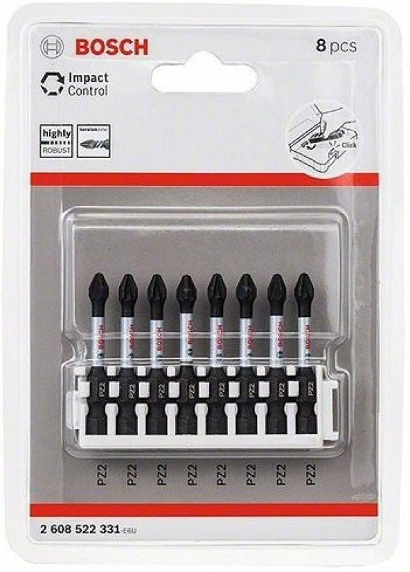 Bosch Impact Control Vidalama Uç PZ2 2.5mm 8 Parça