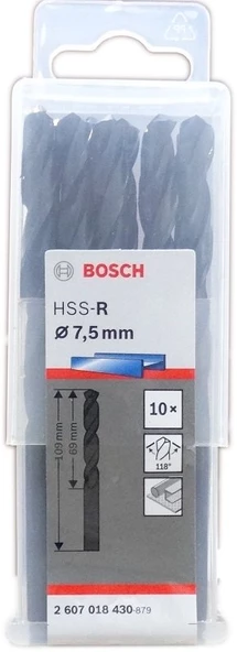 Bosch HSS-R Metal Matkap Uç 7.5x69x109mm 10 Parça
