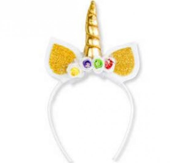 TAÇ UNICORN BOYNUZLU ÇİÇEKLİ SÜSLÜ ALTIN 1 ADET ürün görseli