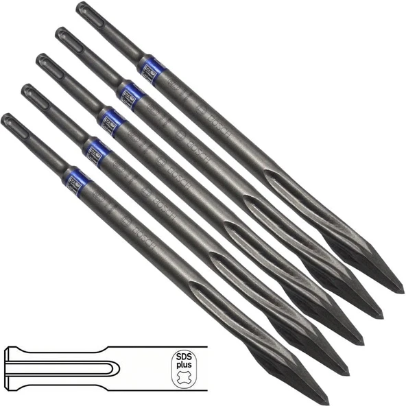 Bosch SDS-Plus Long Life Sivri Keski 250mm 5'li Paket